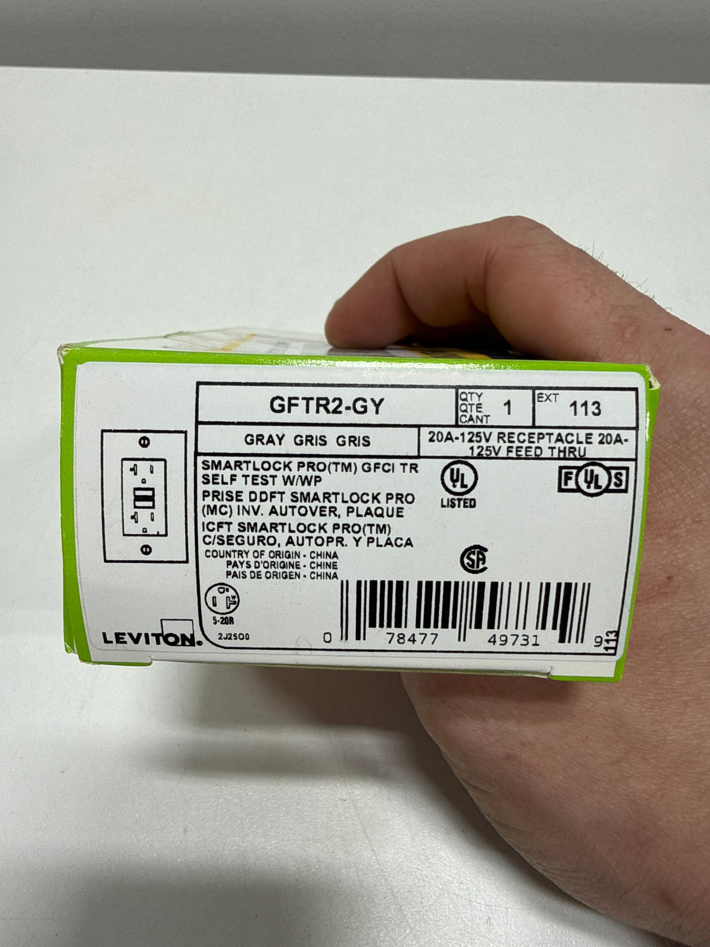 Leviton 20 Amps 125 V Standard/Duplex Gray GFCI Outlet 5-20R