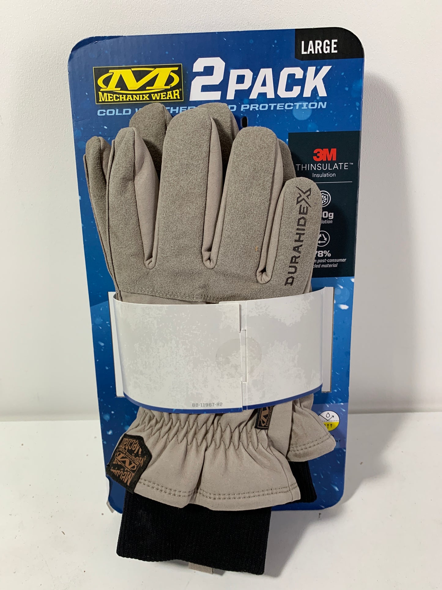 Mechanix Wear Winter Work Gloves 100g Insulation Durahide X Driver, Gray, 2 Pair