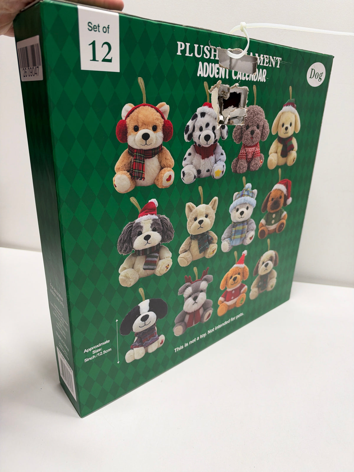 Opened Plush Ornament Advent Calendar, Set of 12