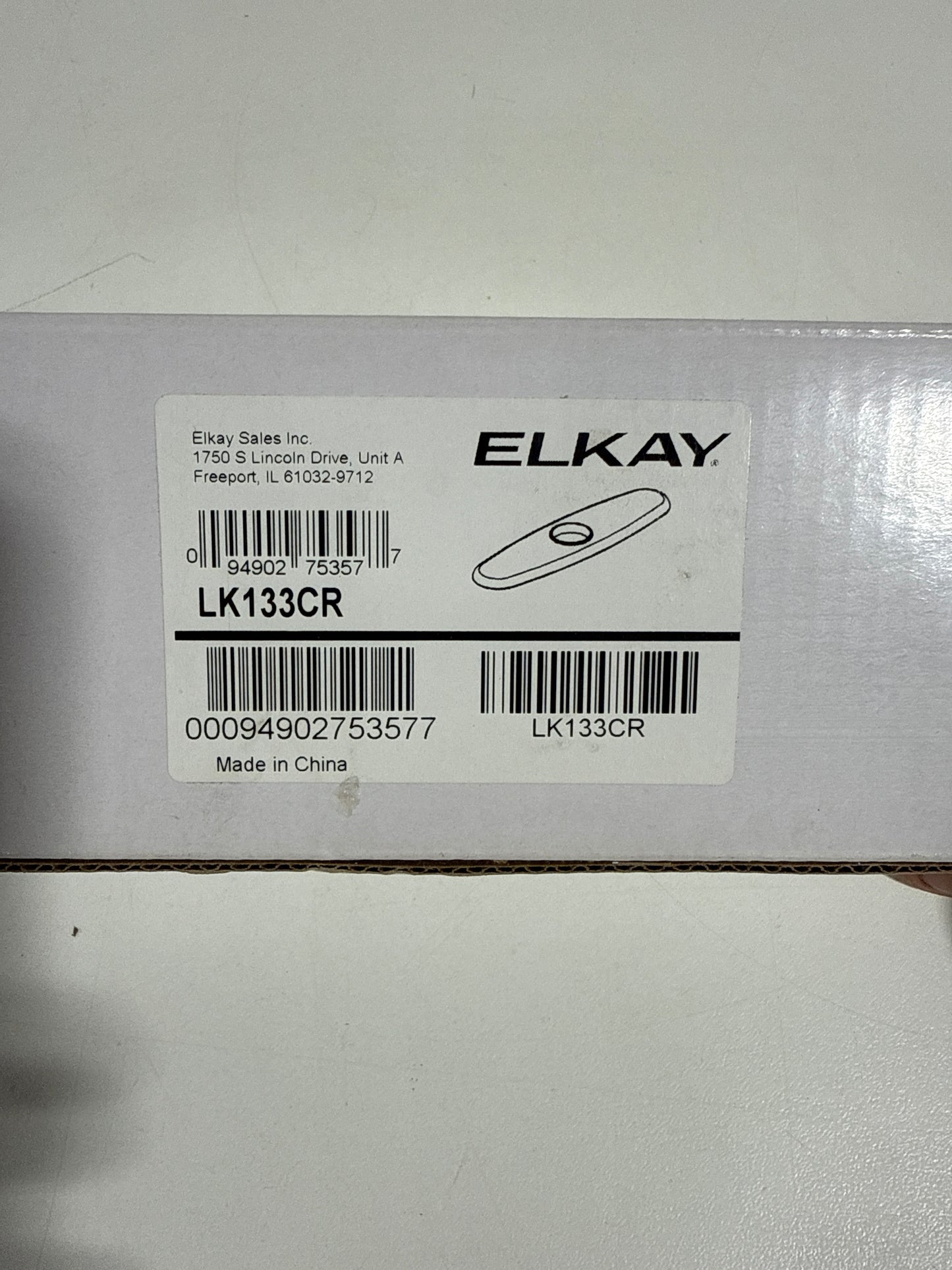 Elkay LK133 3-Hole Escutcheon Plate for Elkay Single Hole Faucets Chrome