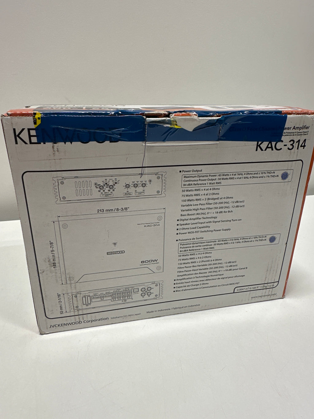 Kenwood - Class D Bridgeable Multichannel Amplifier with Variable Crossovers - Black