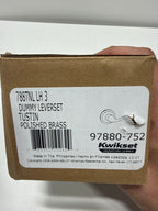 Kwikset Tustin Left-Handed Half-Dummy Lever with Microban Antimicrobial Protection in Polished Brass (97880-752)