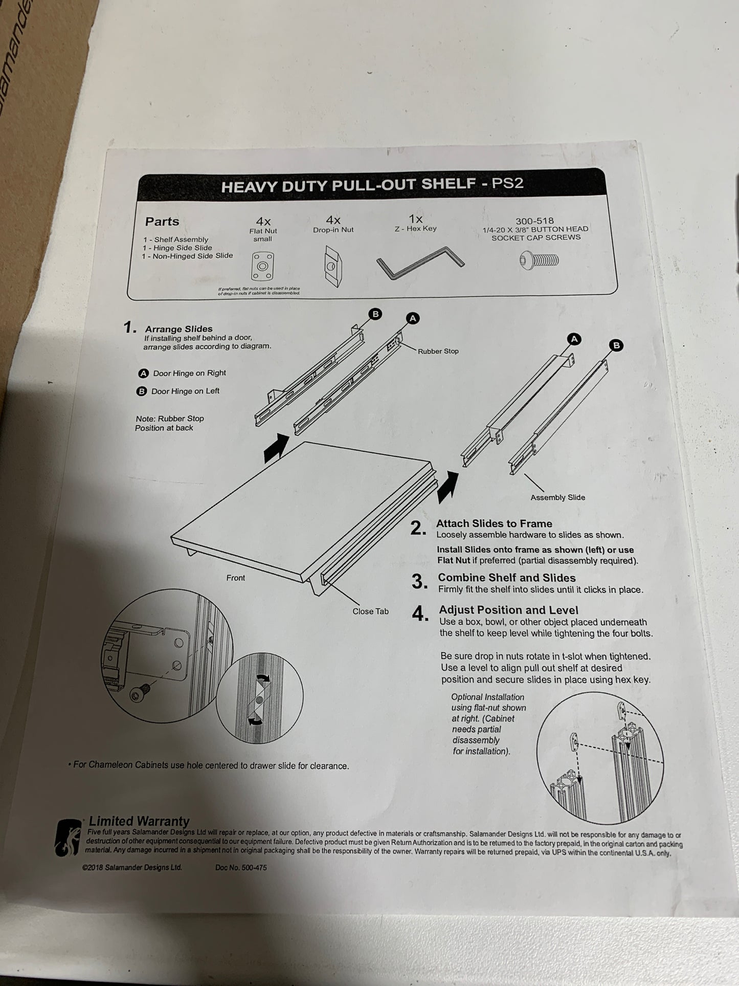 See desc Salamander Designs SA/PS2 Single Width Heavy Duty Pull Out Shelf