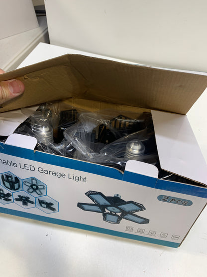 TANBABY Metal LED Garage Lights 2 Pack 150W 15000LM with 5+1 Multi-Position Panels Deformable E26/E27 Shop Light 6500K Daylight for Garage Basement