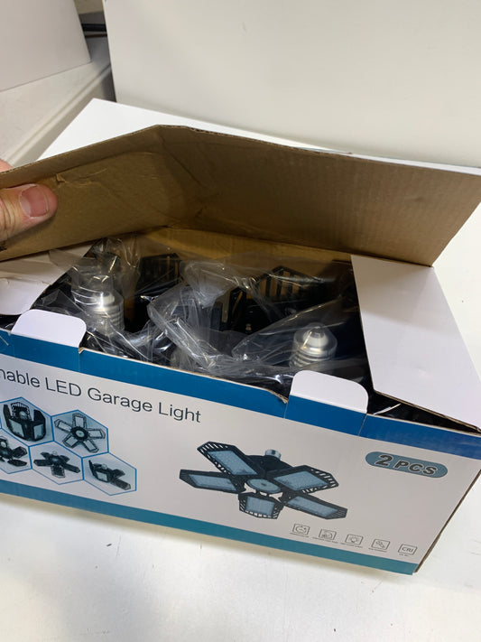 TANBABY Metal LED Garage Lights 2 Pack 150W 15000LM with 5+1 Multi-Position Panels Deformable E26/E27 Shop Light 6500K Daylight for Garage Basement