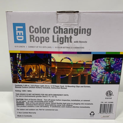 Global Value Lighting LED Color Changing 18 Ft. Rope Light with Remote