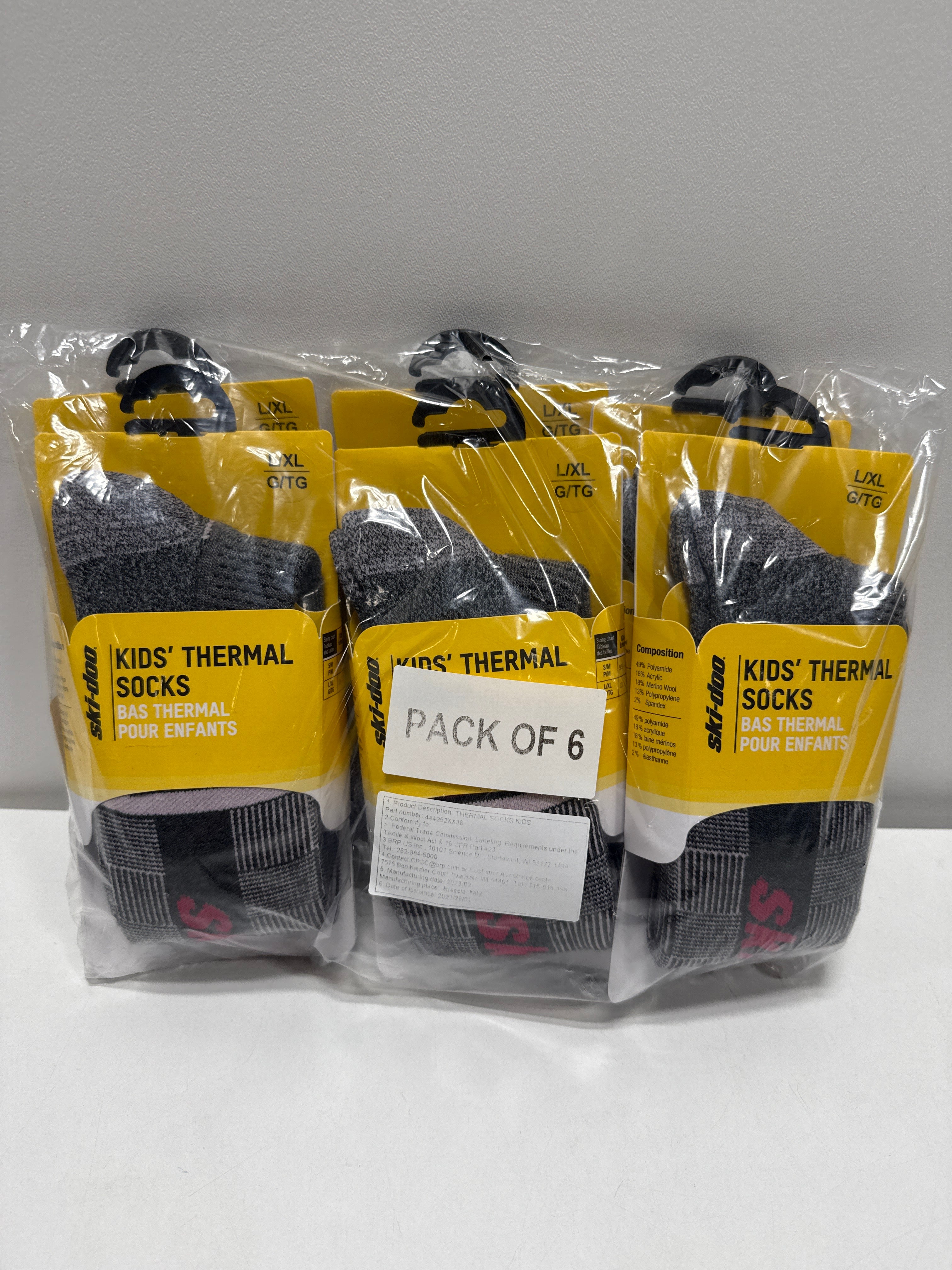 Ski-Doo Kids Thermal Socks - 6 Pairs