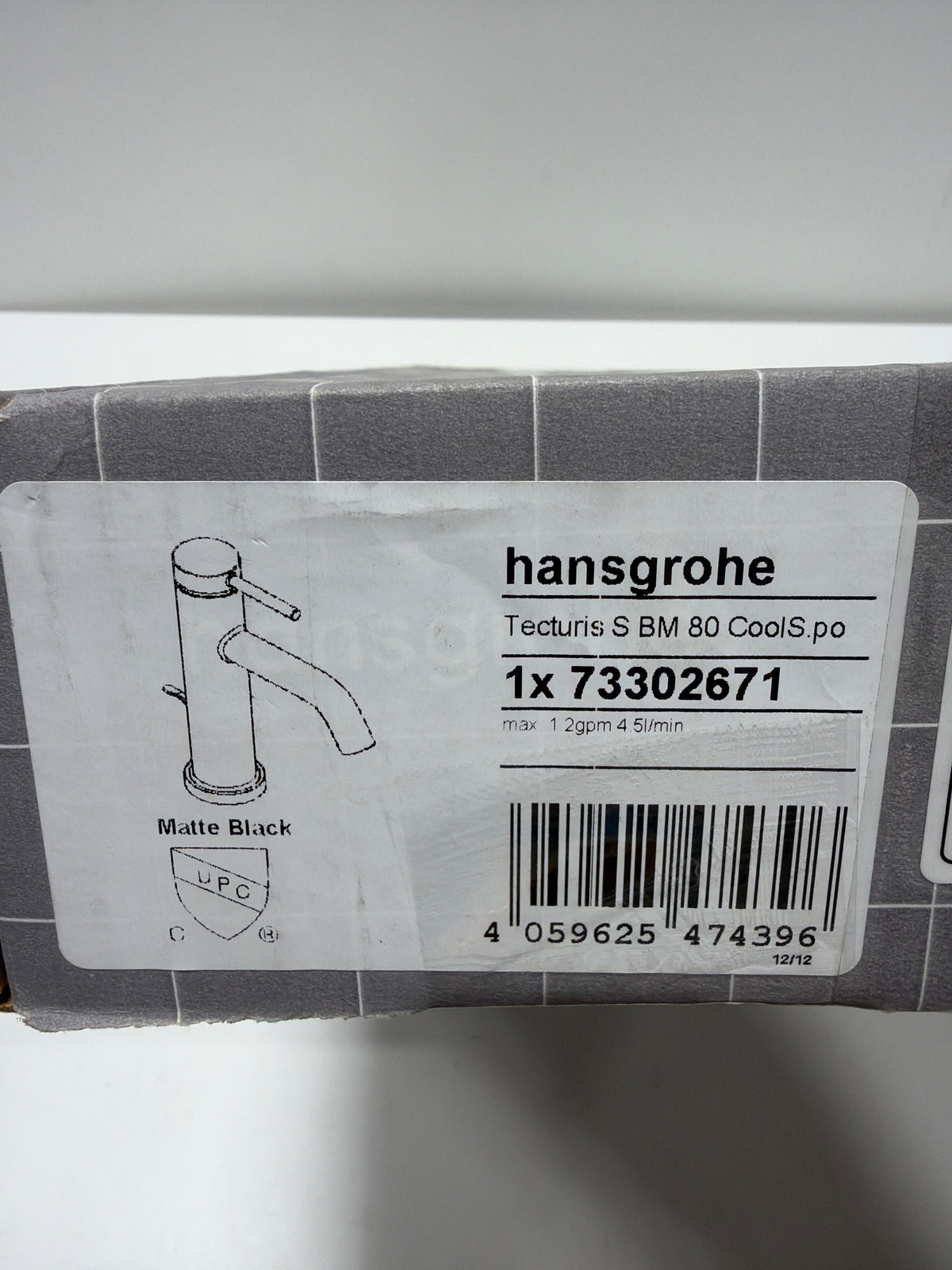 Hansgrohe 73302 Tecturis S 1.2 GPM Single Hole Bathroom Faucet with Pop-up Drain Assembly with AirPower Technology Matte Black