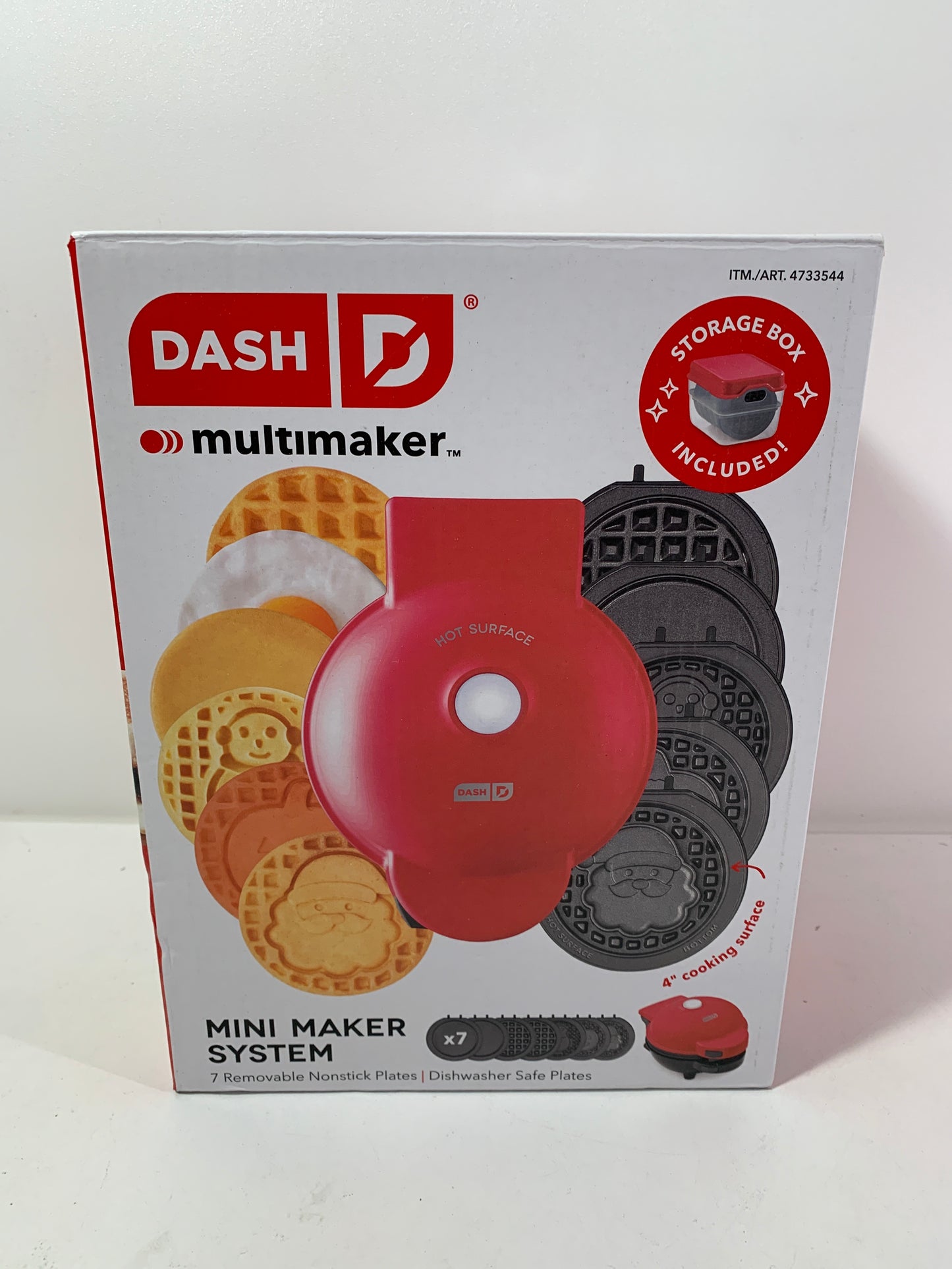 DASH Multimaker with 7 Removable Plates: Waffle Iron & Griddle + 3 Themed Plates - Santa Pumpkin Snowman - Mini Waffle for Halloween and Christmas Holidays - for Kids and Families (Red)