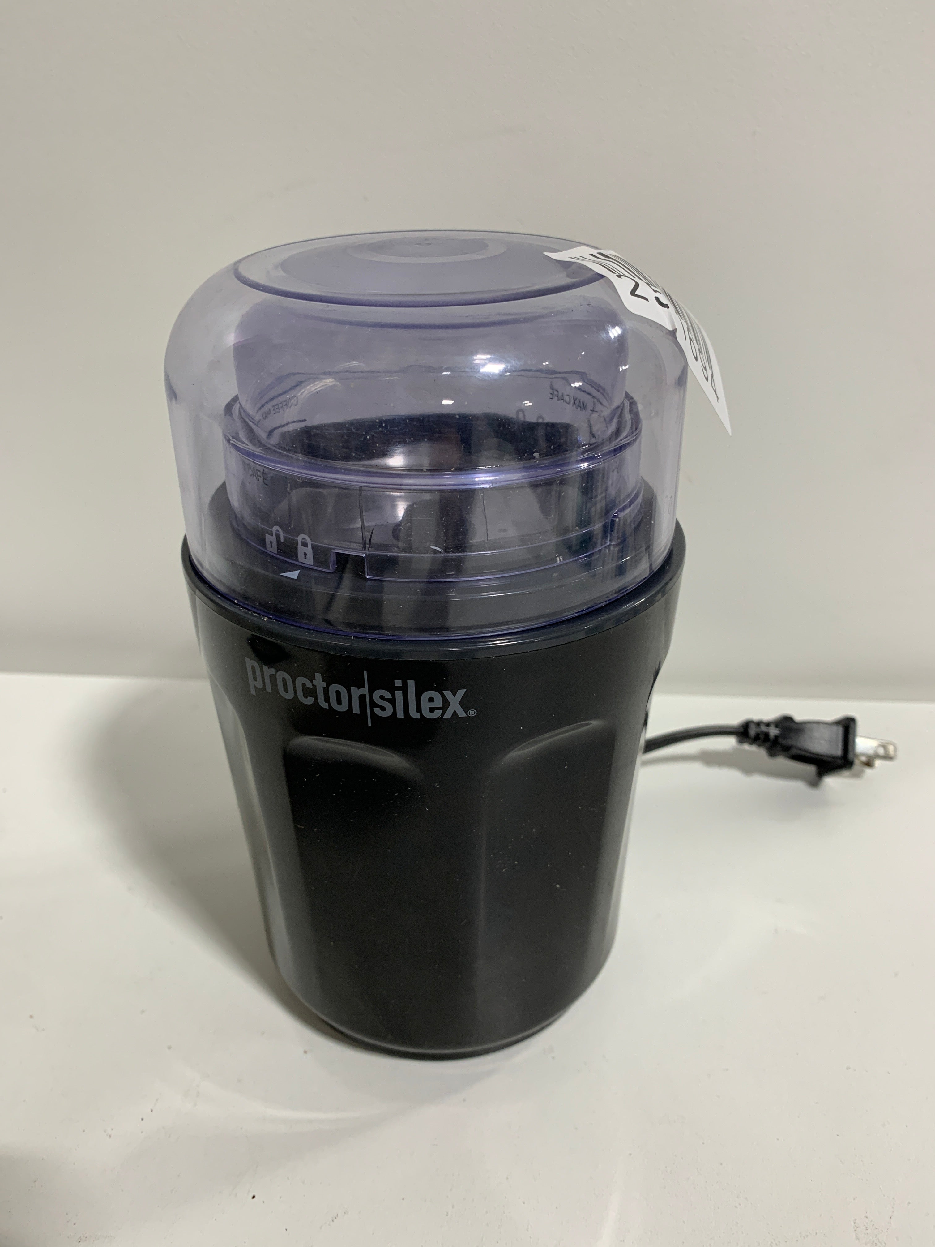 Used Proctor Silex Sound Shield Coffee Grinder - 80402 - Black - *Kitchen Appliances