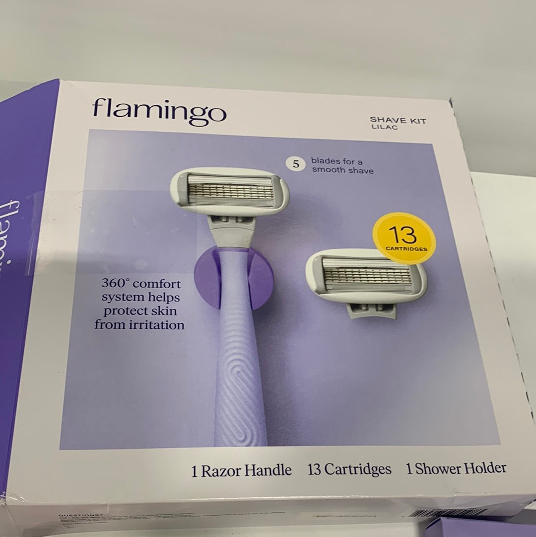 Flamingo Lilac Shave Kit, Razor Handle + 25 Cartridges