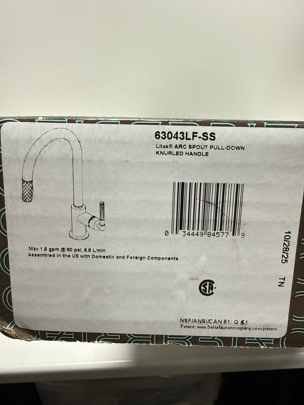 Used Brizo 63043LF Litze Single Handle Arc Spout Pull Down Kitchen Faucet with Knurled Handle Brilliance Stainless Faucet Kitchen Single Handle