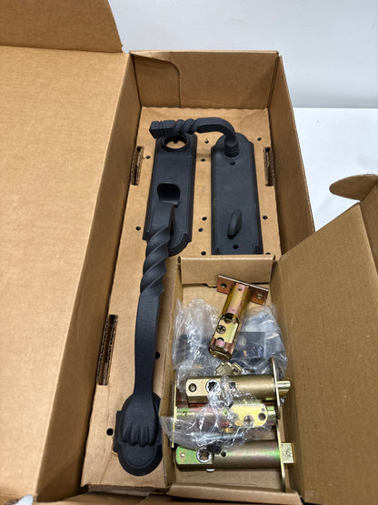 EMTEK Monolithic w/San Carlos Grip Tubular Entry Set w/Matching Finish San Carlos Lever - Choice of L/R Handing - Available in 2 Finishes - 461121SCLHFBS - Left Handed (LH) - Flat Black Steel (FBS)