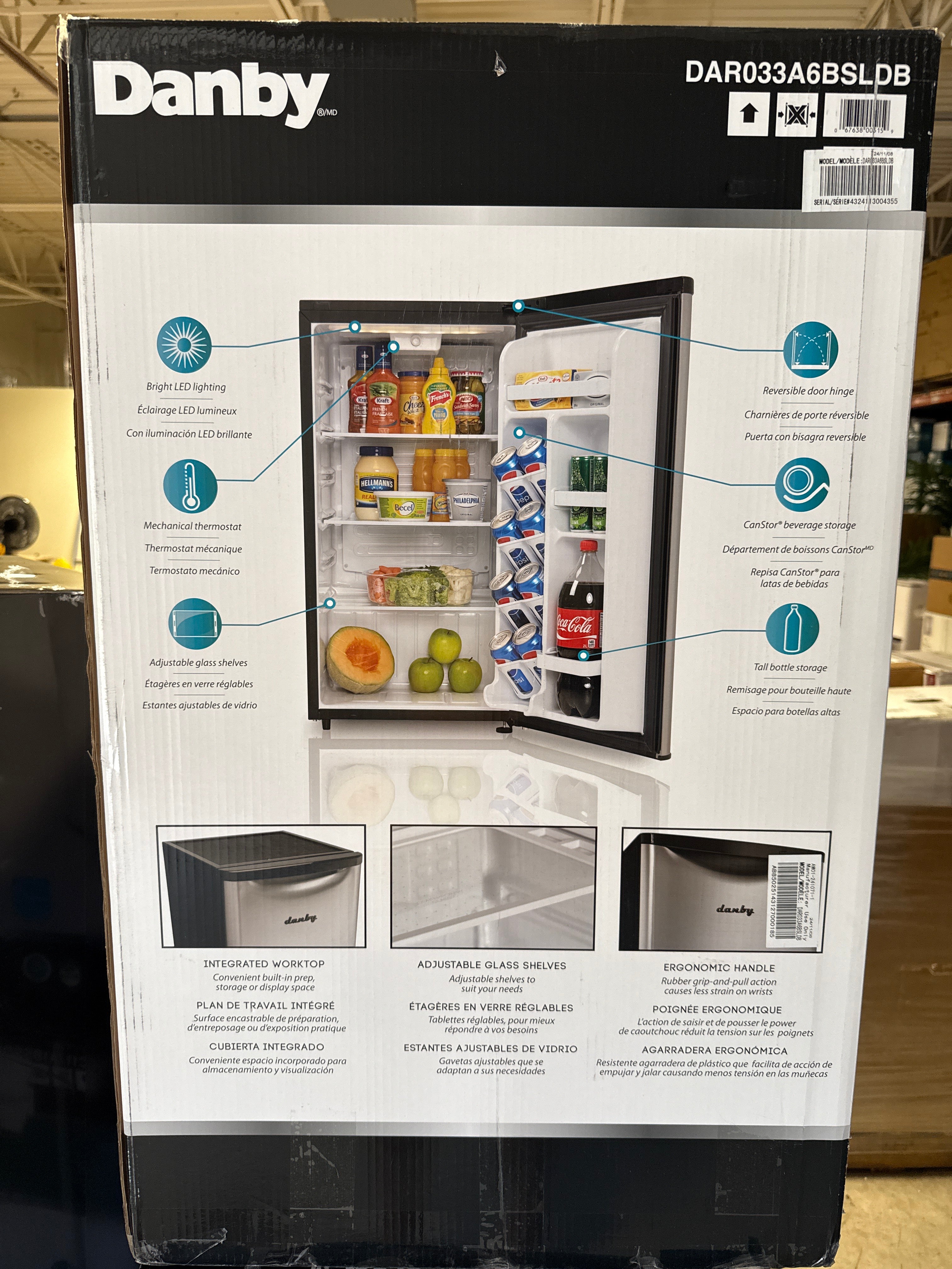 Danby 3.3 Cu. Ft. Retro Mini Fridge in Stainless Steel Without Freezer - *Kitchen Appliances