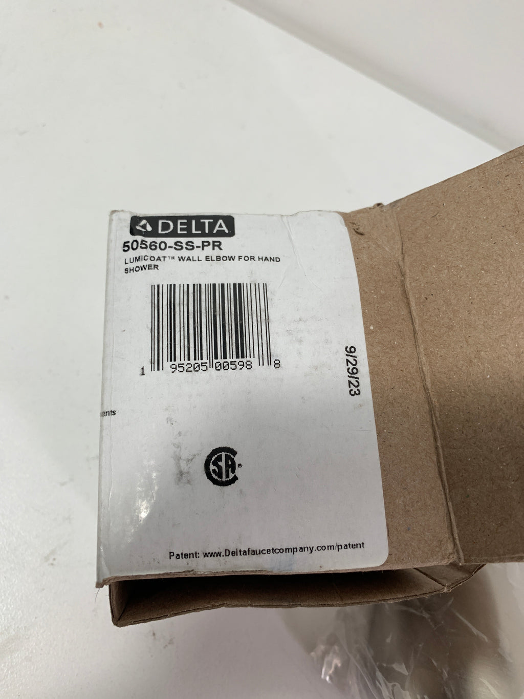 Delta 50560 Hand Shower Wall Supply Elbow - Lumicoat Stainless - *Plumbing