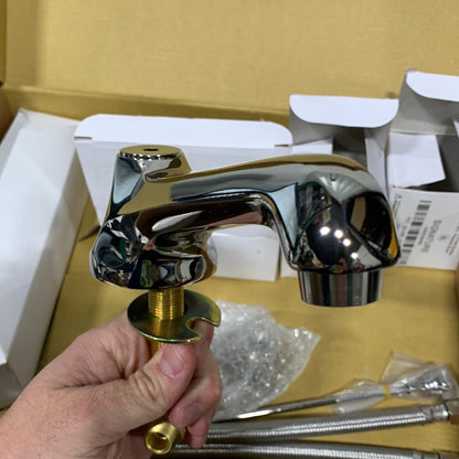 Signature Hardware New York 1.2 GPM Widespread Bathroom Faucet with Small Metal Cross Handles and Pop-up Drain Assembly