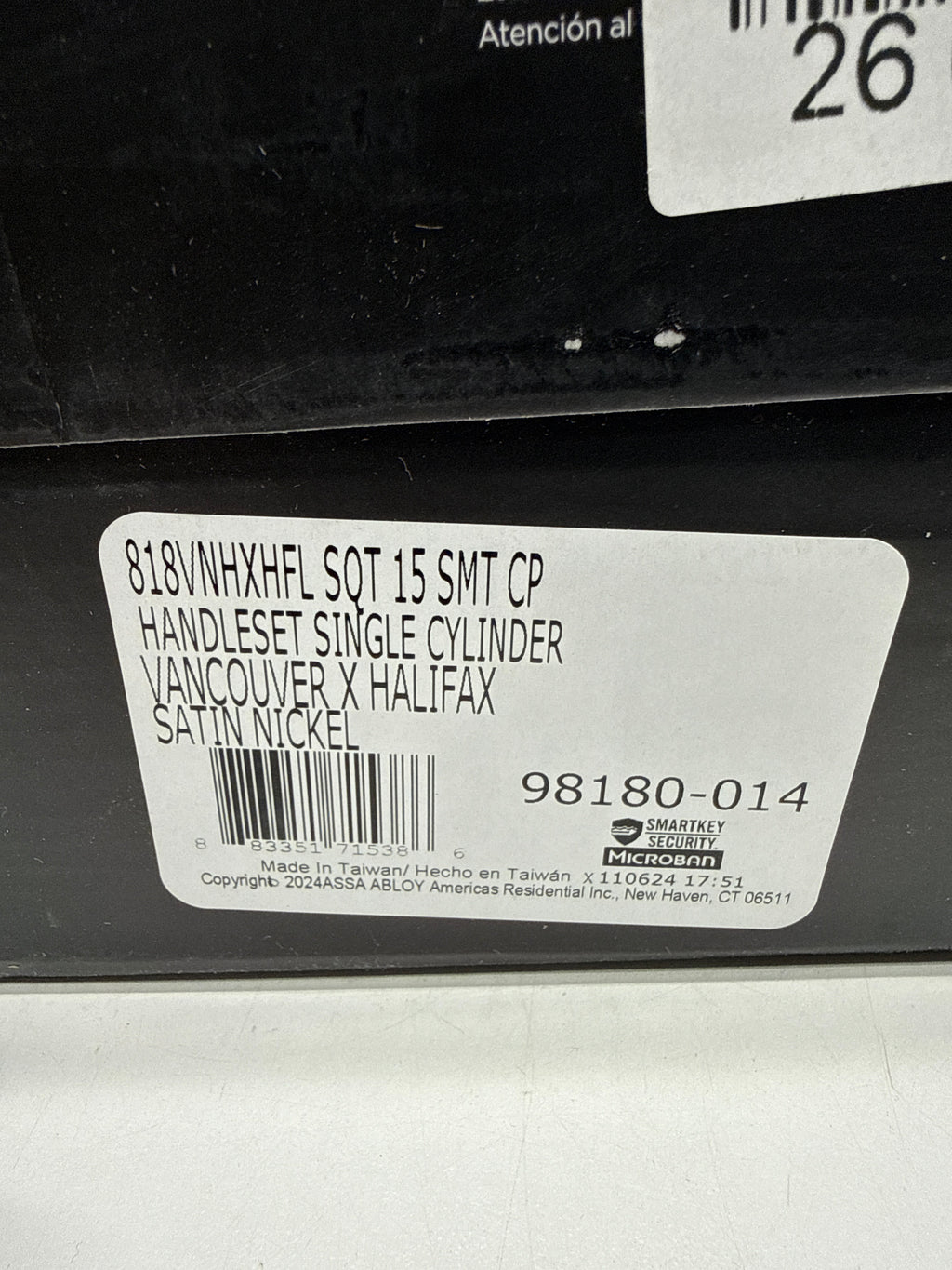 Scuff Kwikset Vancouver Satin Nickel Entry Door Knob 1-3/4 in