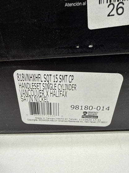 Scuff Kwikset Vancouver Satin Nickel Entry Door Knob 1-3/4 in