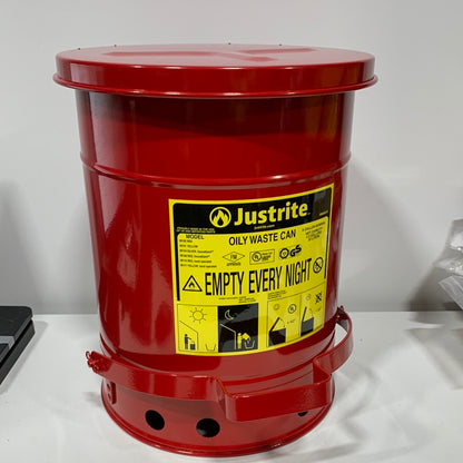 Justrite 6 Gallon Oil Waste Can, Red, 15.9L