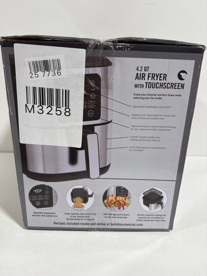 Bella PRO - 4.2-qt. Touchscreen Air Fryer - Stainless Steel