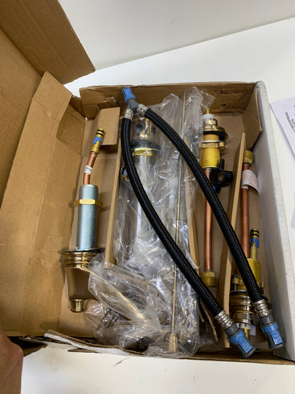 Dent Delta Cassidy Two Handle Widespread Bathroom Faucet - Low Arc Spout - Less Handles Champagne Bronze