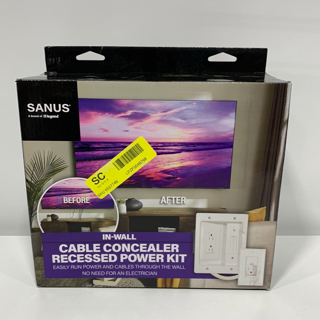 Sanus - in-Wall Cable Concealer Recessed Power Kit for Mounted TVs - White - *TV & Home Theater