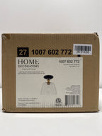 Sherman 1-Light Black Semi Flush Mount with Aged Brass Accents and Clear Glass