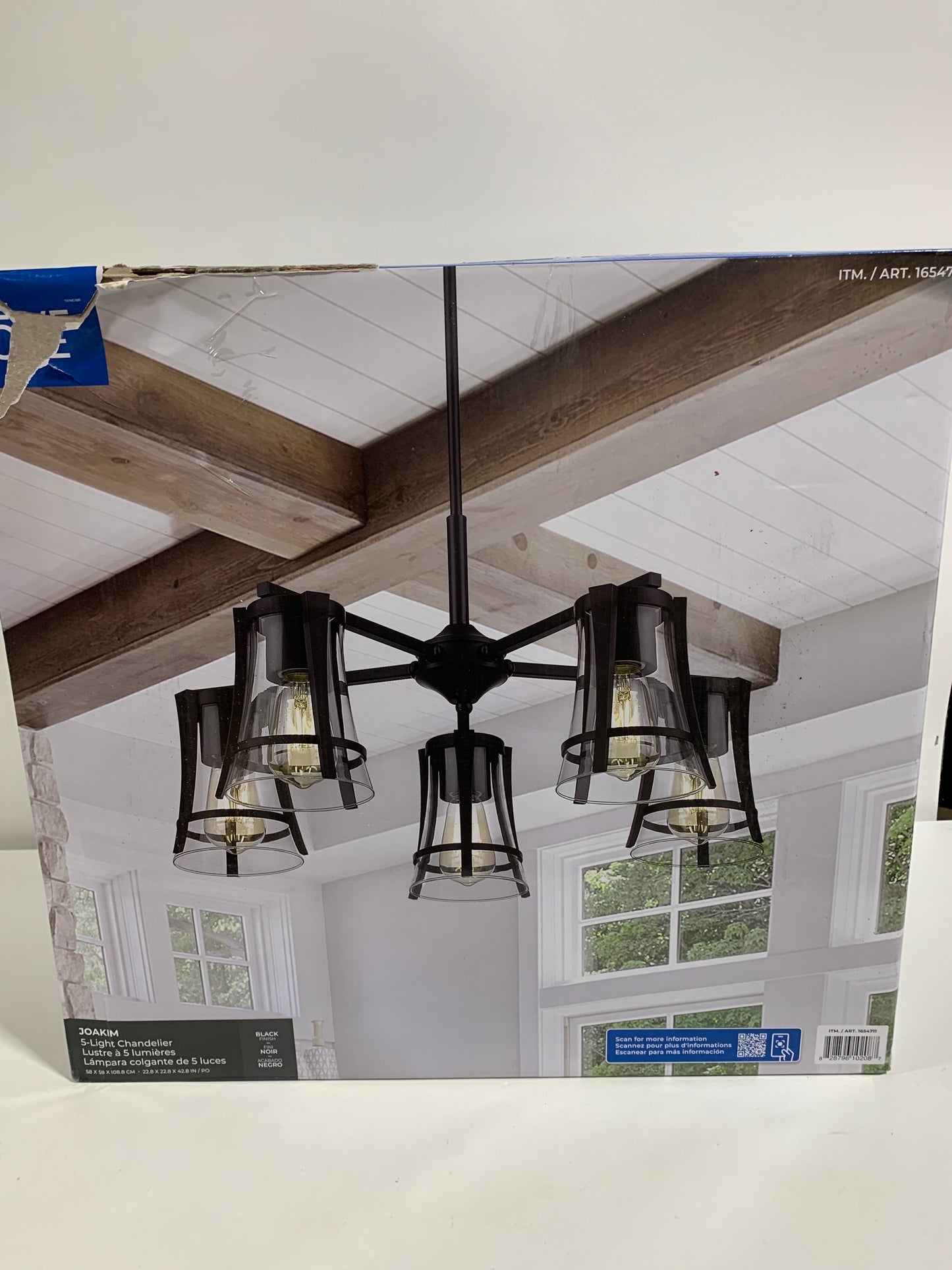 Missing Parts OVE Decors Joakim 5-Light Chandelier with Black Finish Metal Glass Dome