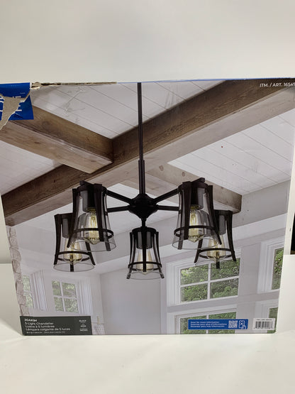 Missing Parts OVE Decors Joakim 5-Light Chandelier with Black Finish Metal Glass Dome