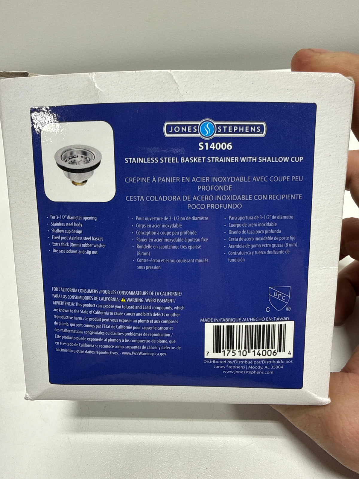 Jones Stephens S14006 Stainless Steel Basket Strainer with Shallow Cup Stainless Steel
