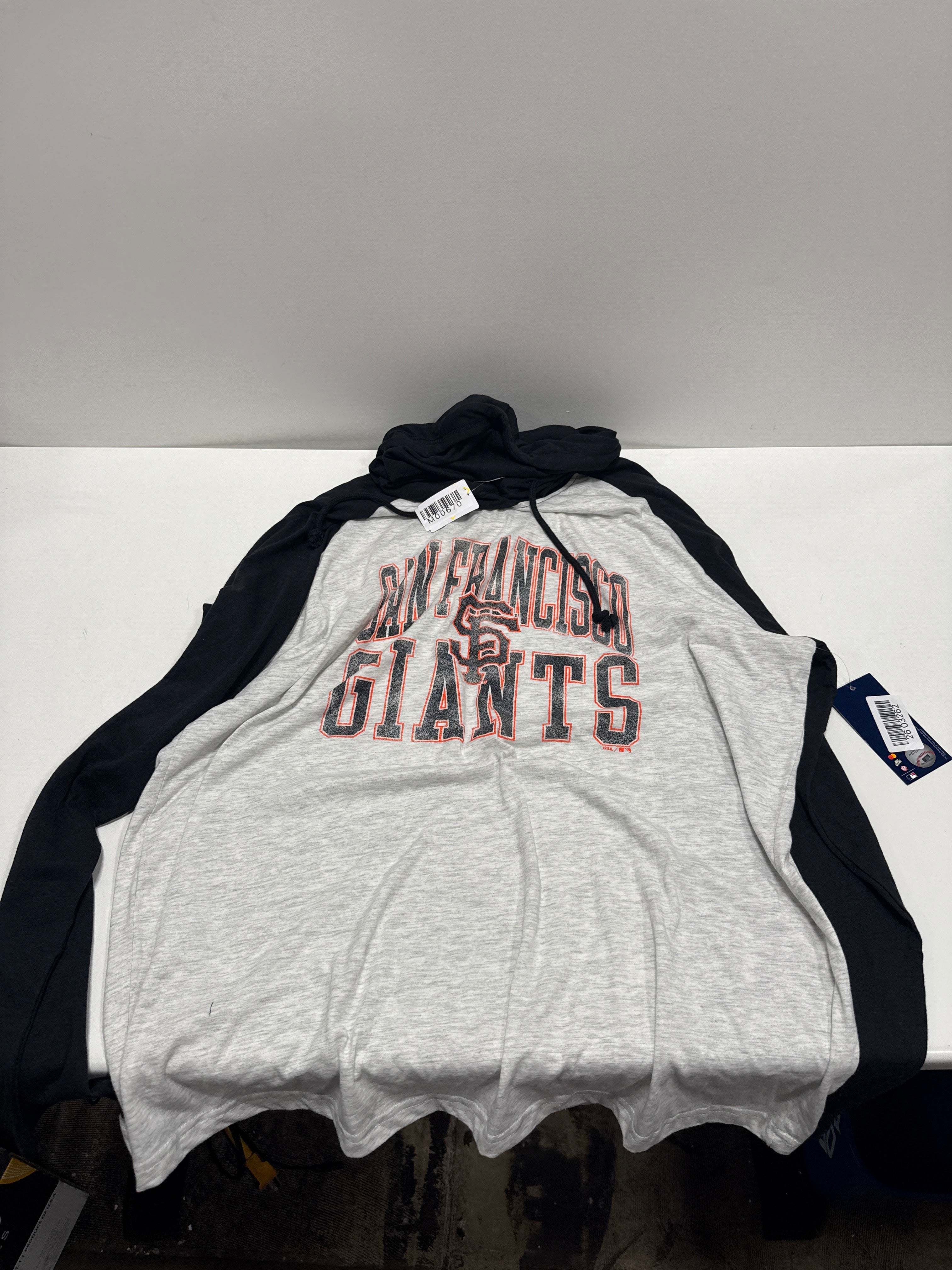 MLB San Francisco Giants Men's Ash Hooded Long Sleeve T-Shirt - L