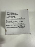 Signature Hardware 954062-112 Lazzara 1-1/2 Inch Black Leather Mushroom Cabinet Knob Champagne Bronze - *Tools Hardware