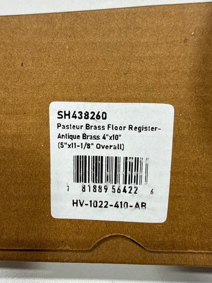 Signature Hardware 438260 Pasteur Brass Floor Register - 4" x 10"