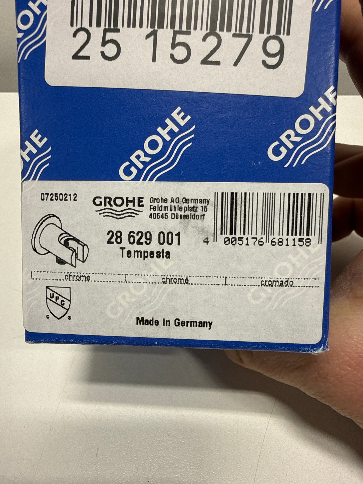 Grohe 28 629 1 Tempesta Wall Supply Elbow with Hand Shower Holder Starlight Chrome