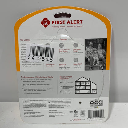First Alert PR710 10-Year Battery Powered Slim Smoke Detector with Photoelectric Sensor