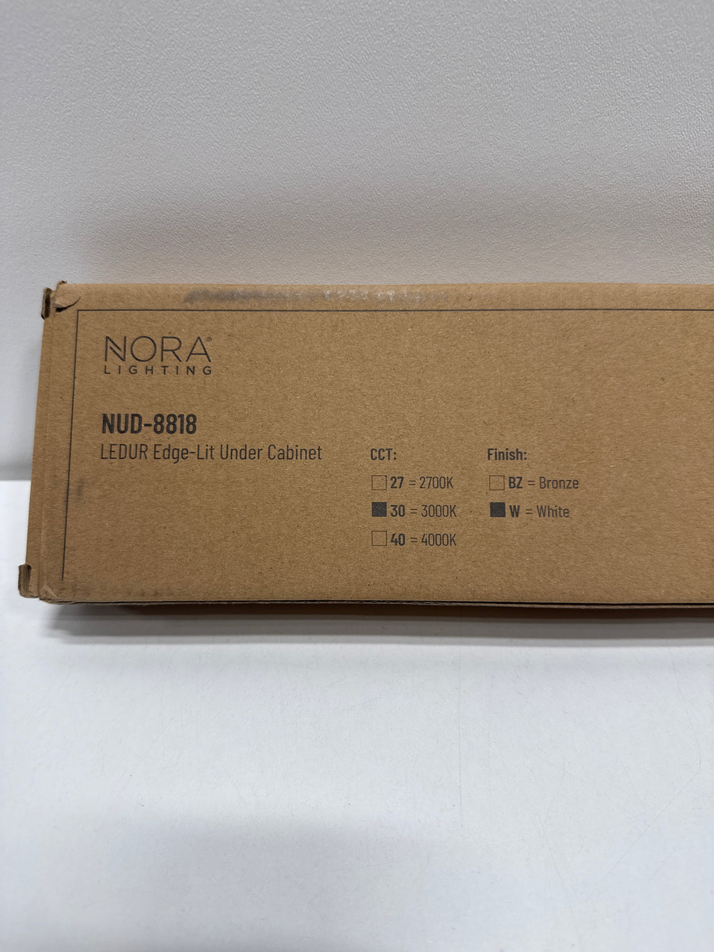 Nora Lighting NUD-8818/30WH 18" LEDUR LED 11W 120V 3000K Edge-Lit Undercabinet, White Finish