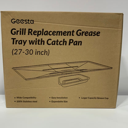 Geesta Grill Grease Tray Set, Stainless Steel Grill Replacement Parts, 27" - 30" Adjustable Grill Drip Pans Fit for Gas Grill from Dyna Glo, Nexgrill, Backyard Grill, Expert, BHG, Kenmore and More