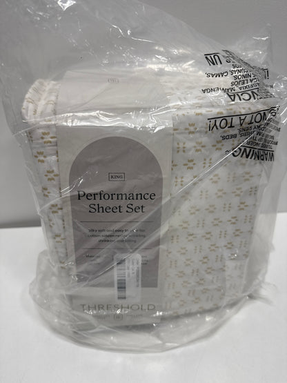King Printed Performance 400 Thread Count Sheet Set Arneda - Threshold™: Cotton Sateen OEKO-TEX Certified 4-Piece Set