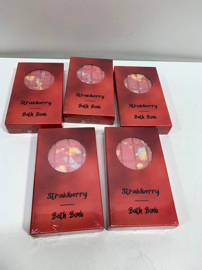 Lot of 5 - Chocolate form bath bomb | Nontoxic | Made from Sea Salt | Organic | Vegan Product | Eco | Gift Idea for Men and Women (Strawberry)