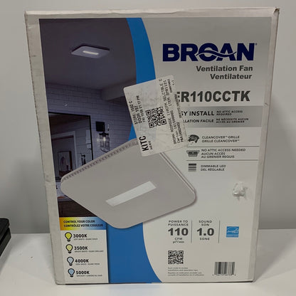 Broan 110 CFM Energy Star Bathroom Exhaust Fan with CCT LED Light CleanCover Grille