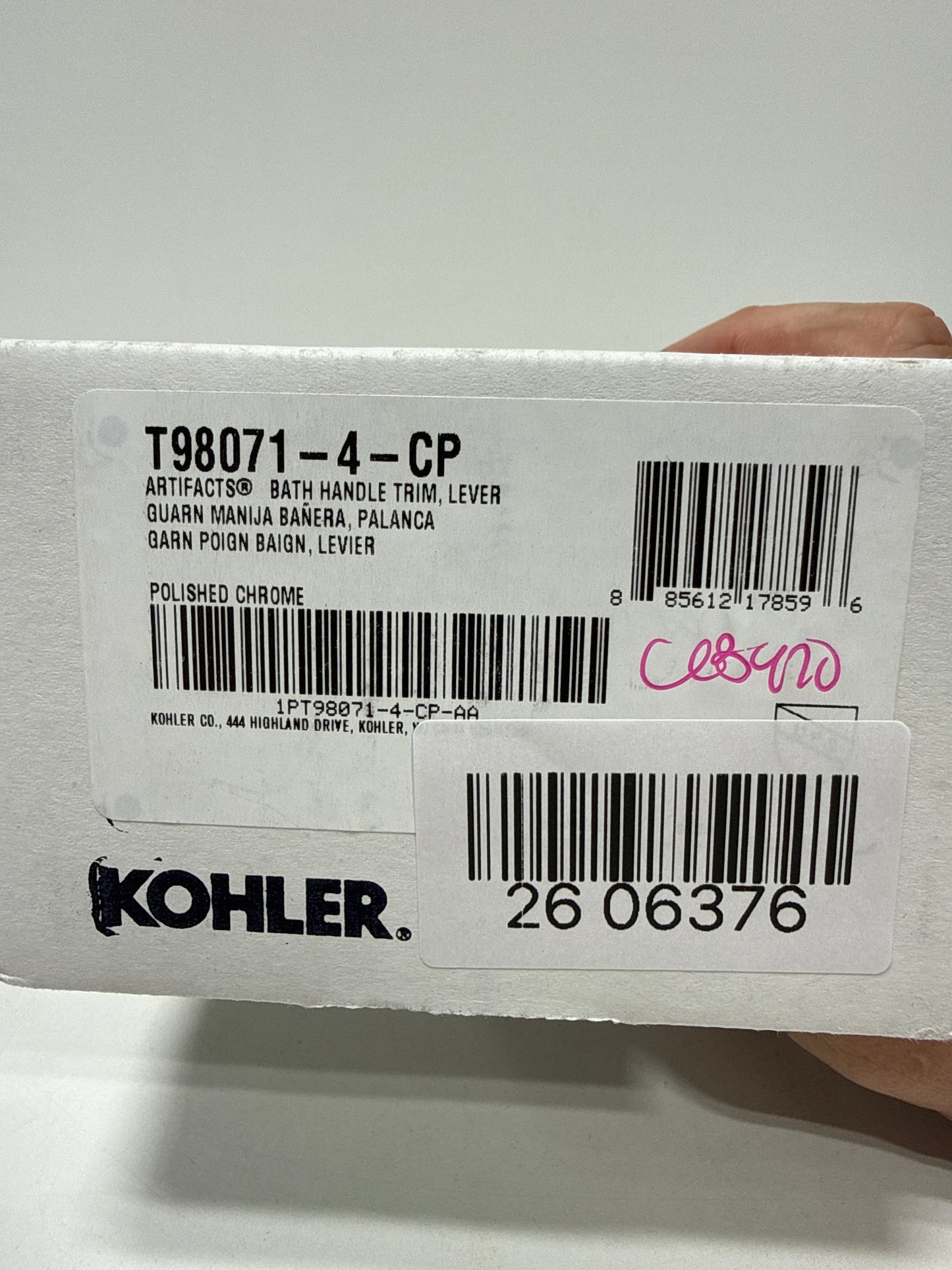 Kohler T98071-4-CP Artifacts® Deck-Mount Bath Faucet Handle Trim with Lever Design, Polished Chrome