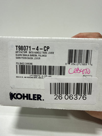 Kohler T98071-4-CP Artifacts® Deck-Mount Bath Faucet Handle Trim with Lever Design, Polished Chrome