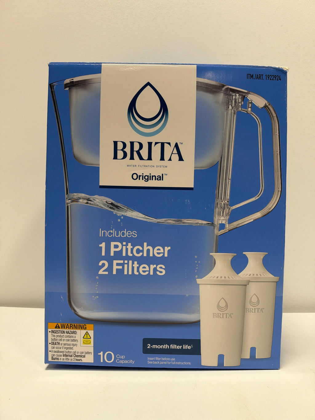 Brita Champlain Water Filter Pitcher, 10 Cup with 2 Filters