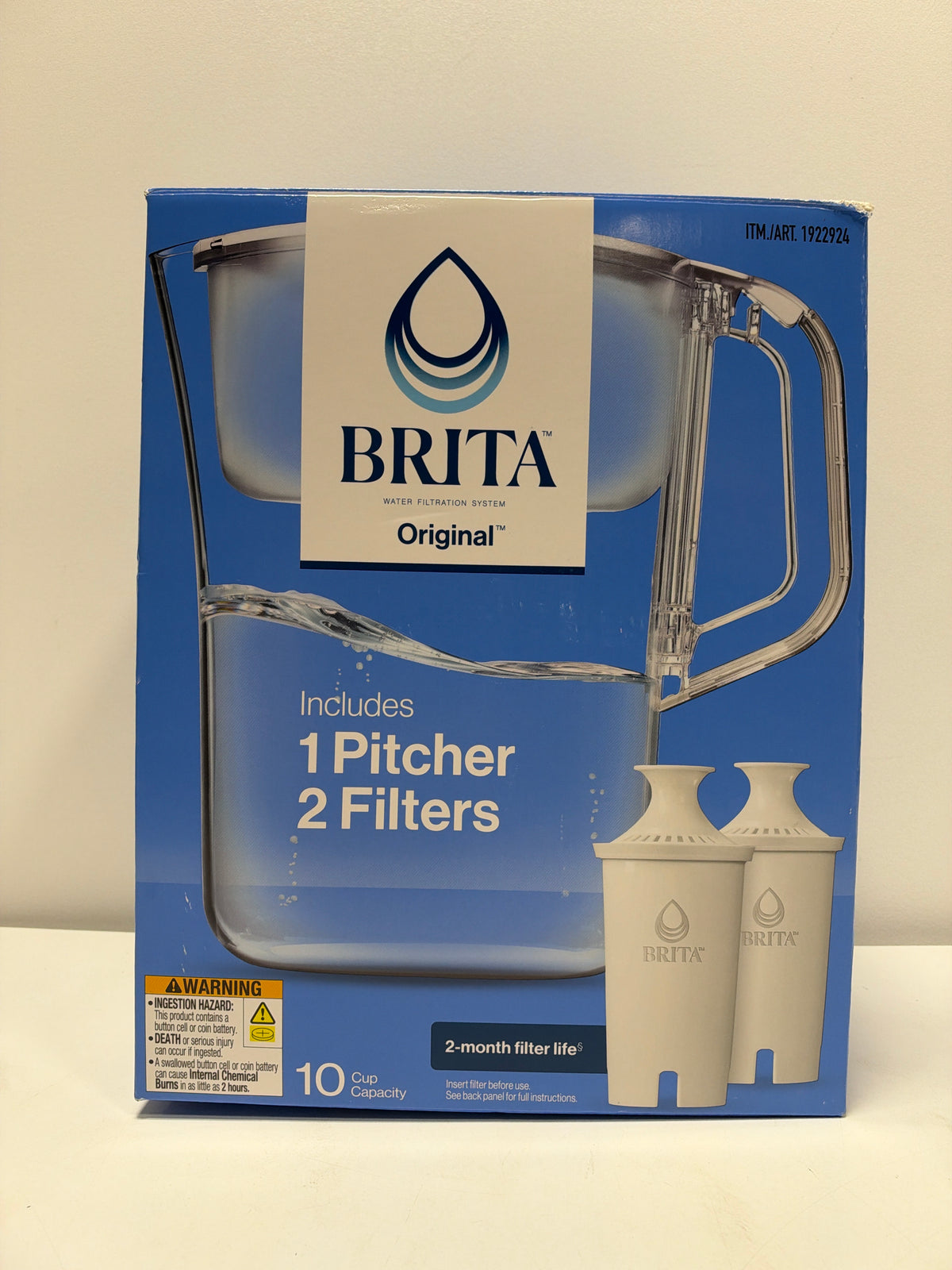 Brita Champlain Water Filter Pitcher, 10 Cup with 2 Filters