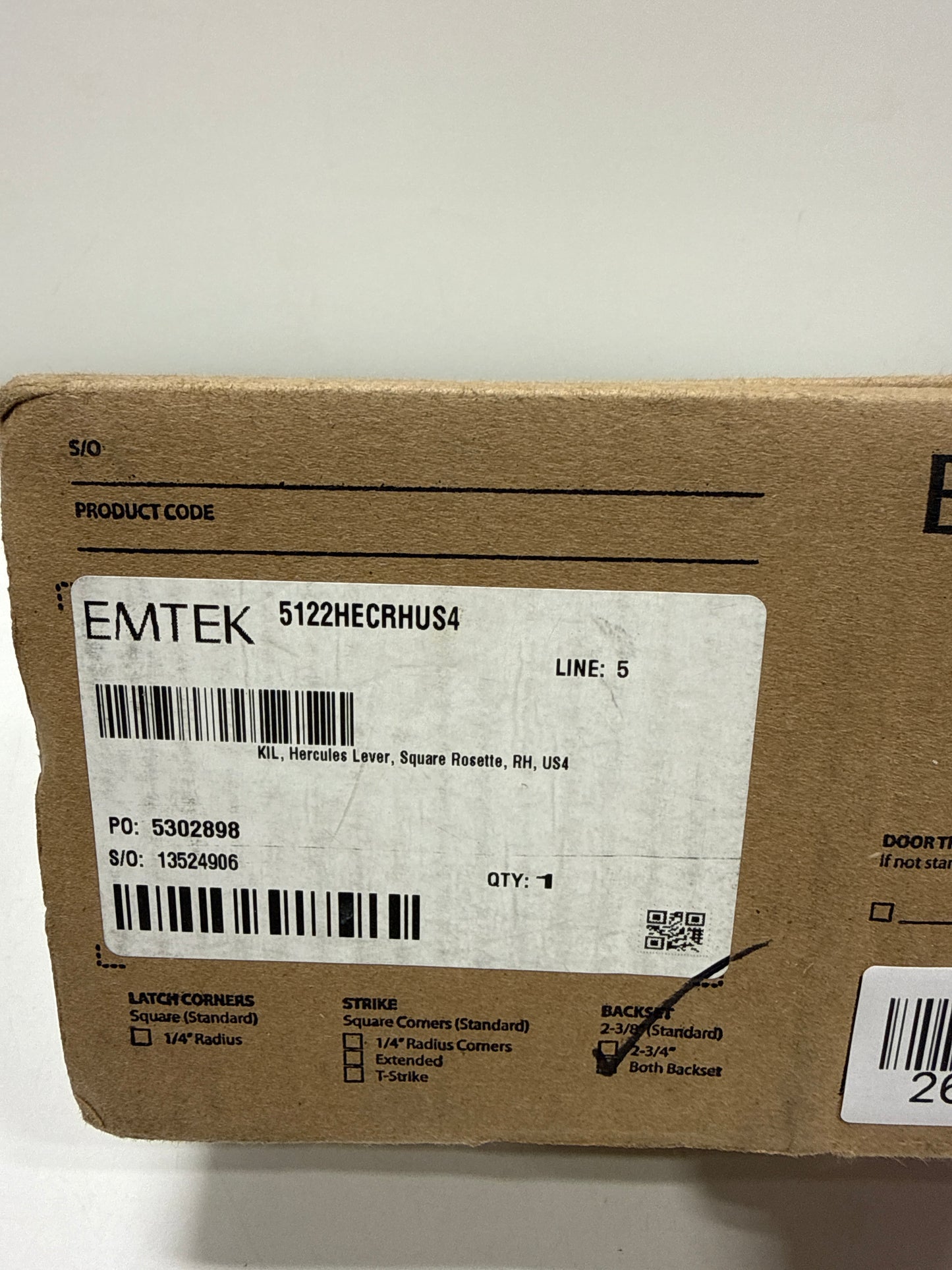 Emtek Hercules Keyed Lever with Square Rosette 5122HECRHUS4