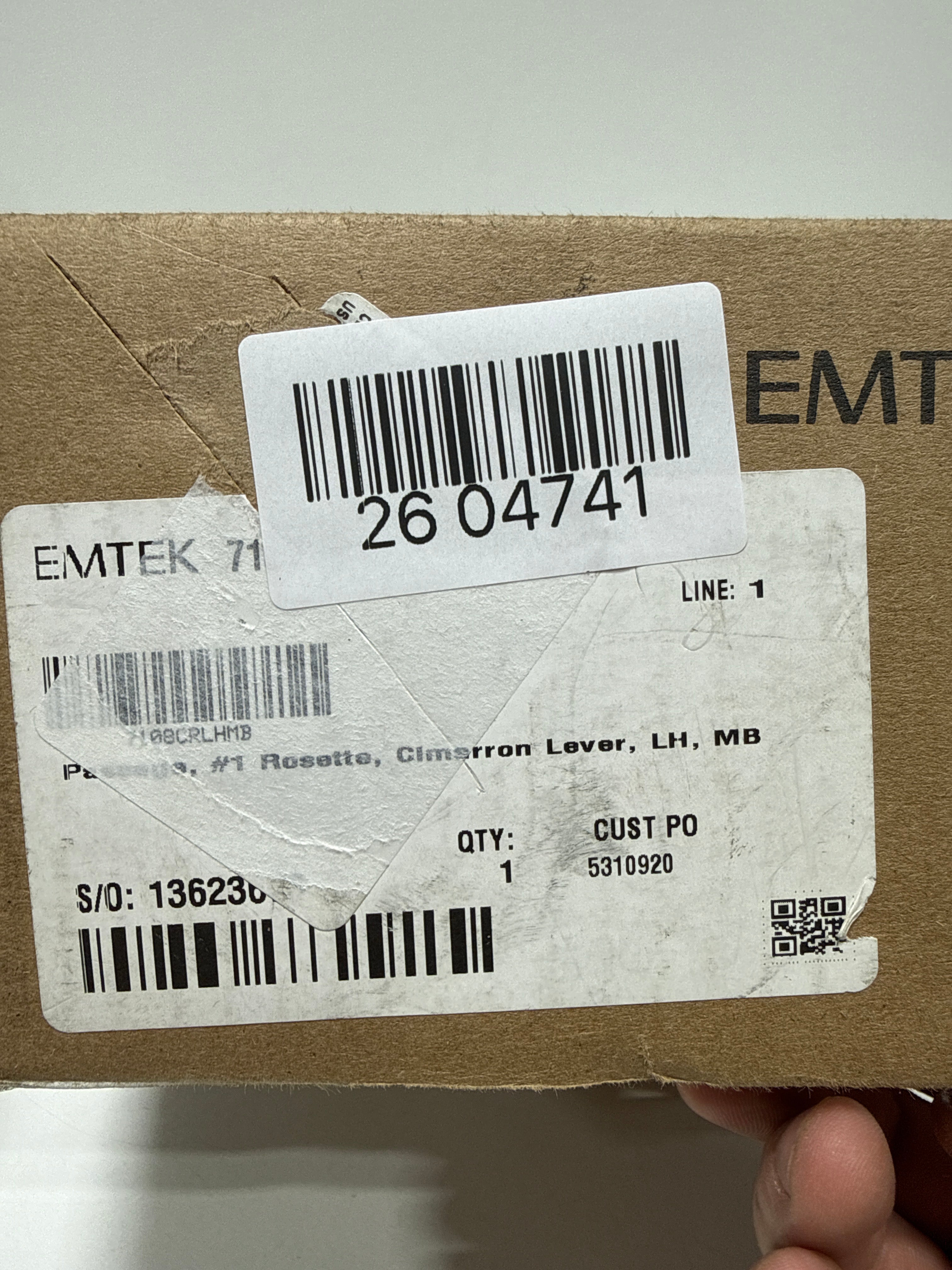 EMTEK Passage Set w/Matching Finish #1 Rosette and Cimarron Lever - Choice of Left of Right Handing - Available in 3 Finishes - 7108CRLHMB - Left Handed (LH) - Medium Bronze Patina (MB)