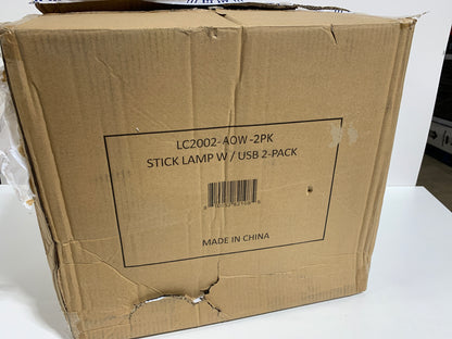 LimeLights White Stick Lamp with USB Charging Port, Aqua, PK 2