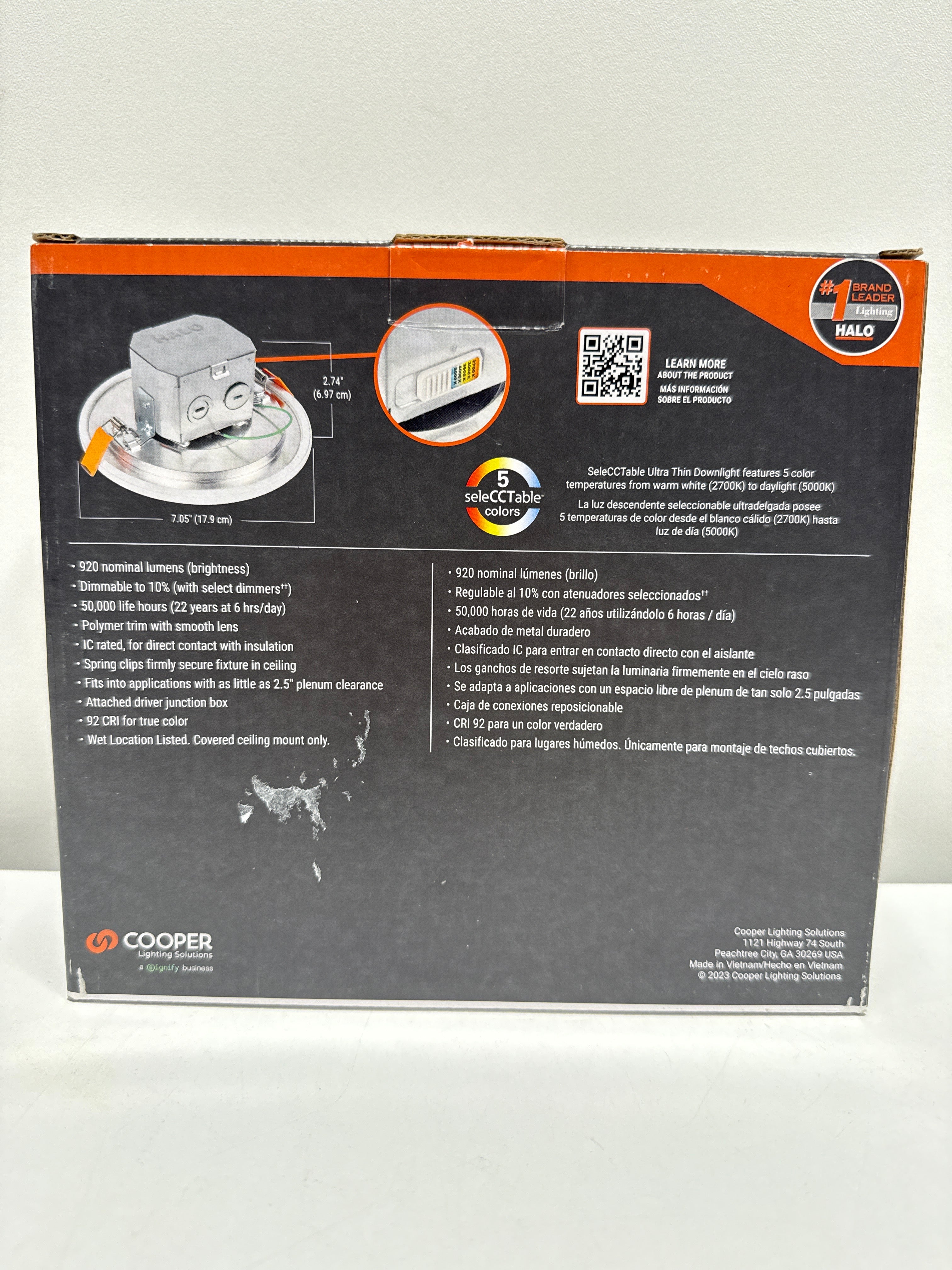 CJB 6 in. Canless Downlight 900-Lumens , 5CCT, Integrated Jbox in Matte White