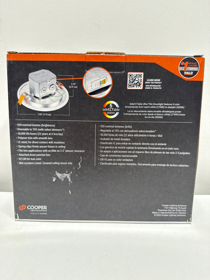 CJB 6 in. Canless Downlight 900-Lumens , 5CCT, Integrated Jbox in Matte White
