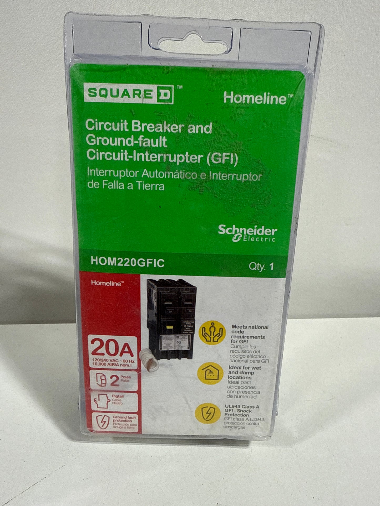 Square D Homeline 20A Double-Pole Gfci Breaker Hom220gfic - All